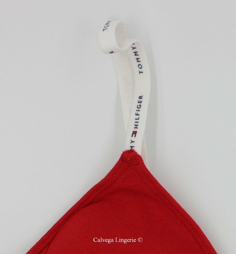 NUEVO CON ETIQUETAS TOMMY HILFIGER R70T602 Bralette Clásico Algodón Inalámbrico Acolchado, Rojo Manzana - Imagen 3 de 8