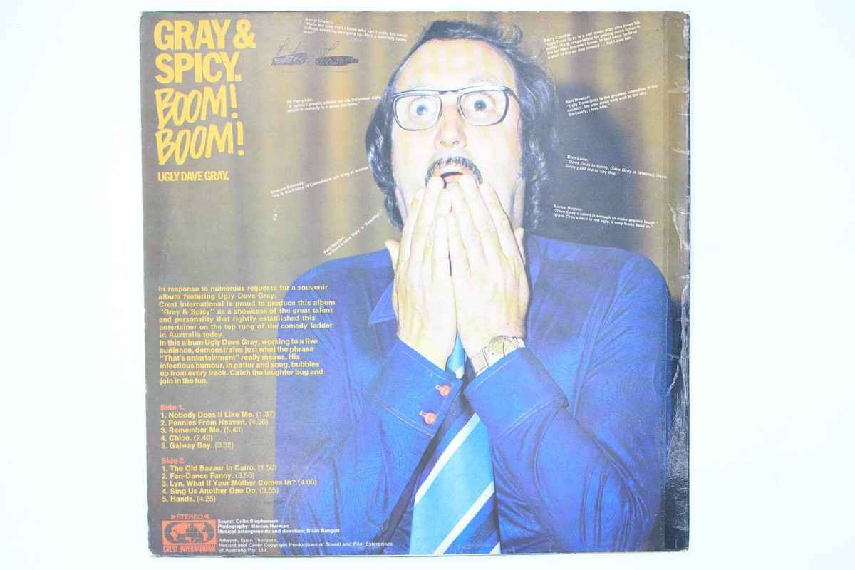 UGLY DAVE GRAY & SPICY BOOM BOOM UNCENSORED VINYL RECORD LP CRIN