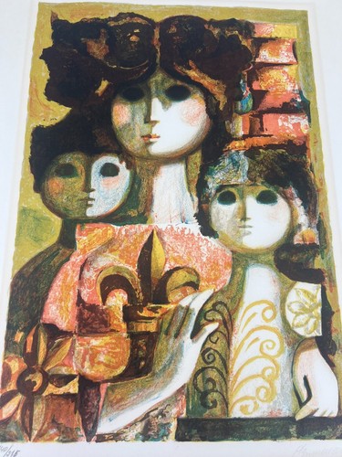 Jordi Pla Domenech Limited Edition Signed Color Lithograph Spanish Woman Child - Picture 10 of 20