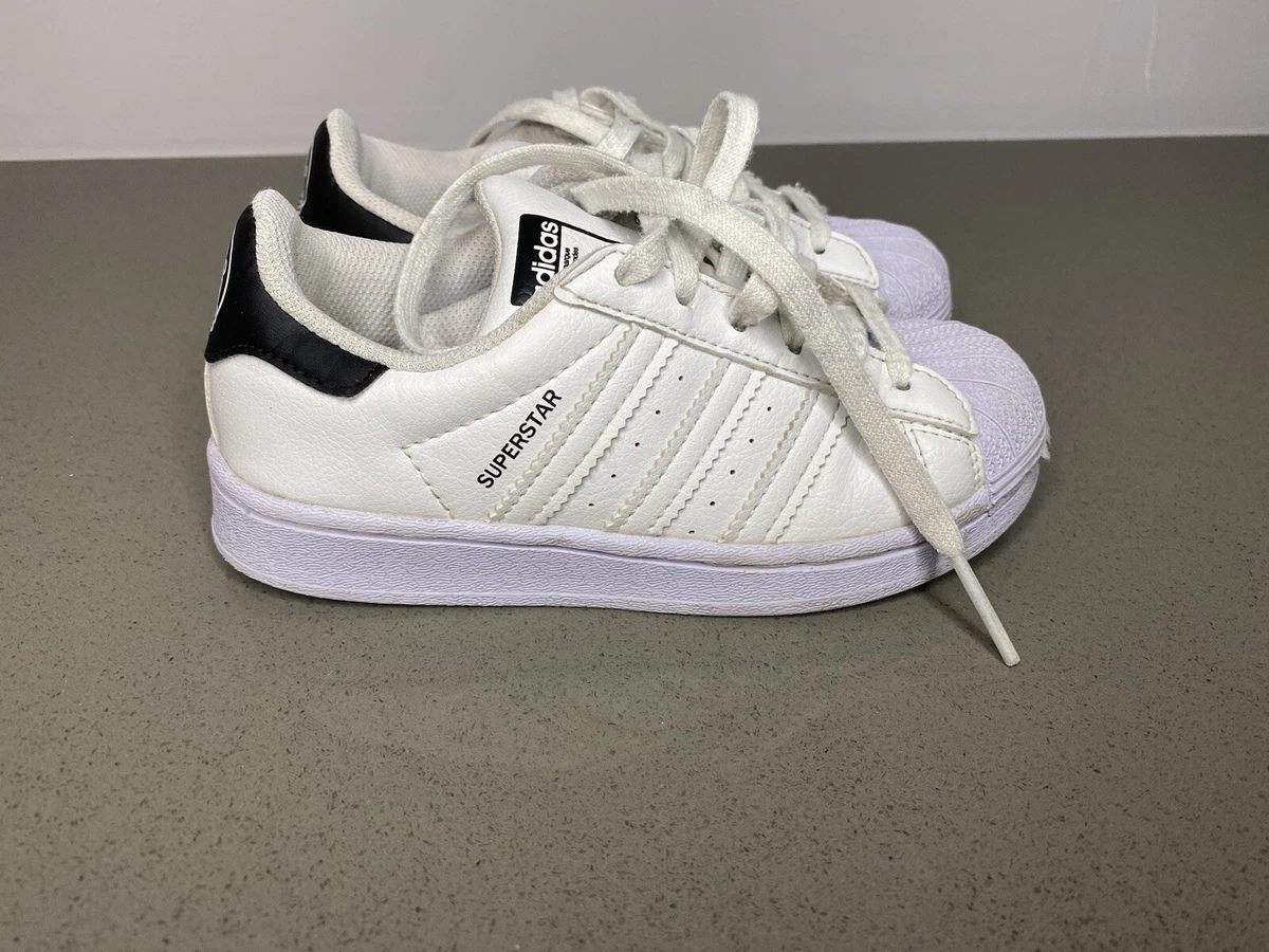 Adidas Superstar Size 11.5 Toddler Kid Material White Black Stripe | eBay