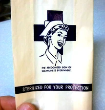 Vintage 1950s doctors office Sterilized for protection bag, great nurse graphic