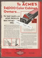 Vintage 1931 ACME PROXLIN CABINET Magazine AD ~ Basic TINTING COLORS ~ Detroit