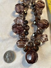 Mark by Avon Smokey Plum Purple Brown Facet & Smooth Lucite Beads Copper Lobster