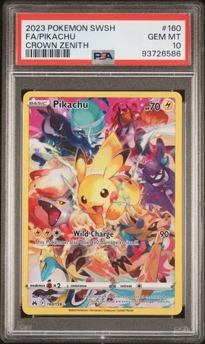 PSA 10 Gem Mint Pikachu 160/159 Secret Rare Full Art Crown Zenith