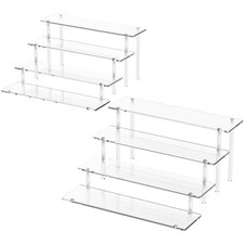 4 Tier Acrylic Display Risers, Clear Perfume Organizer Stand, Large