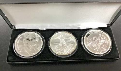 Zombucks Currency of the Apocalypse 3pc set 1oz Silver KOOKABURRA, PANDA & SAINT