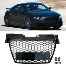 FRONT MESH BUMPER HOOD HONEYCOMB GRILLE GRILL GLOSS BLACK FOR 2007-2014 AUDI TT