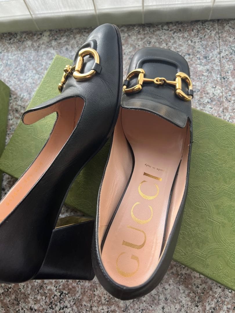 Gucci Horsebit Pumps Heel Black Leather Size 38.5 US About8.5 For Women thumbnail 22