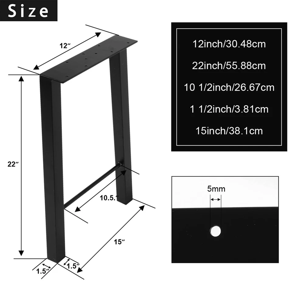 22件黑色工业桌腿金属长凳咖啡桌椅腿2件套 — 第 3/4 张图片