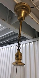 Restored Antique Brass Light Fixture With Frosted Acorn Shade # 1
