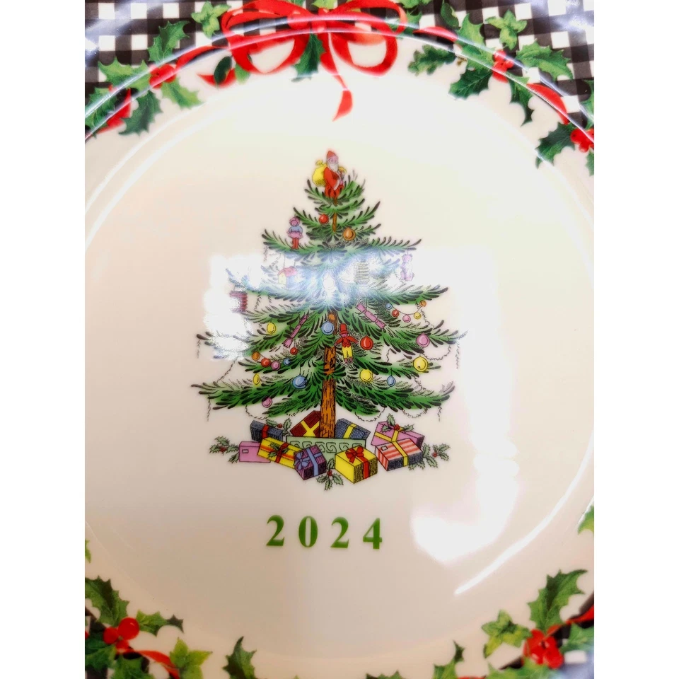 Spode Annual Collector Plate 2024 Christmas Tree 8" Limited Edition Checkered - Image 2 of 4