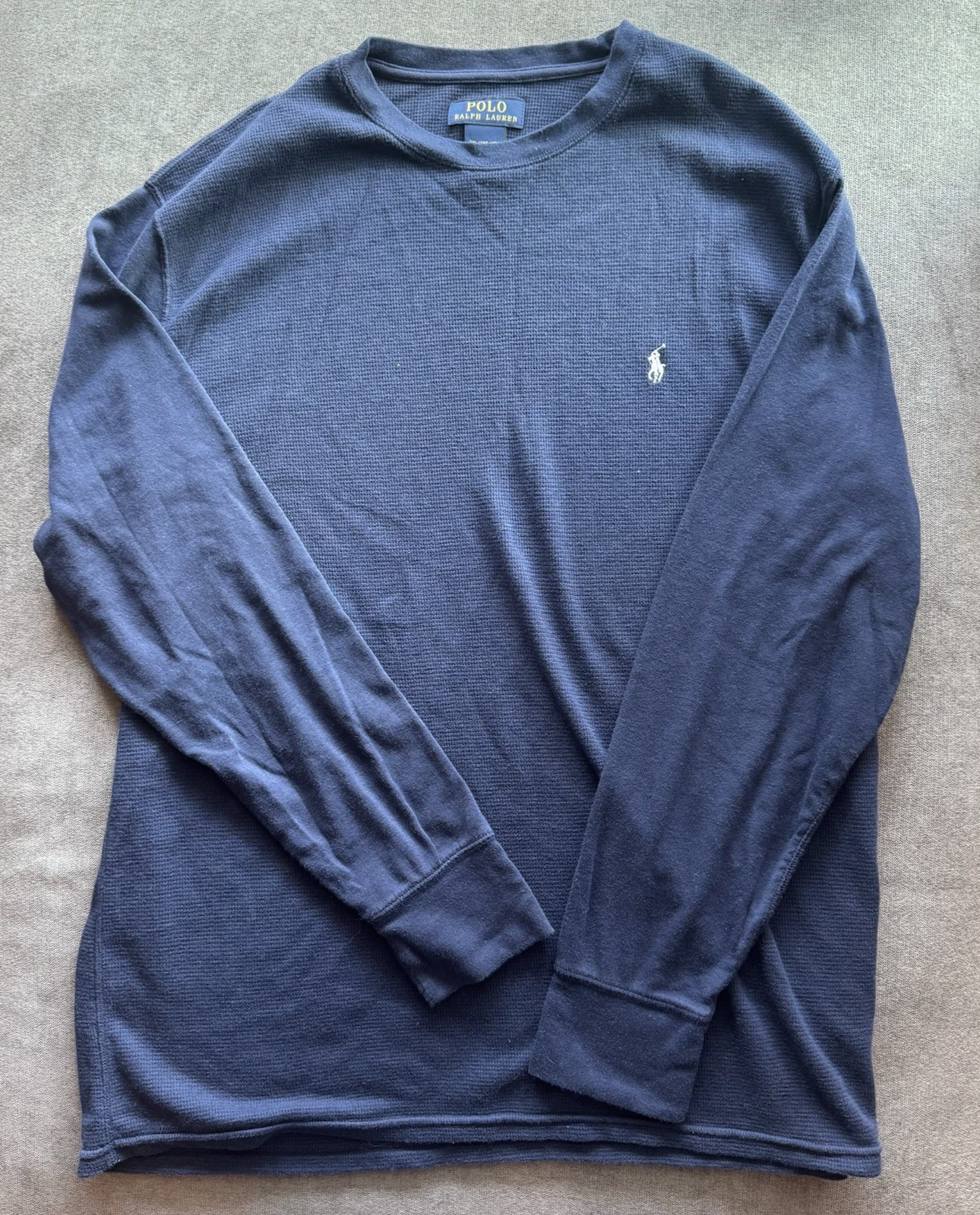 Polo Ralph Lauren Camicia Uomo 2XL Blu Termica Waffle Maglia Manica Lunga Logo Pony
