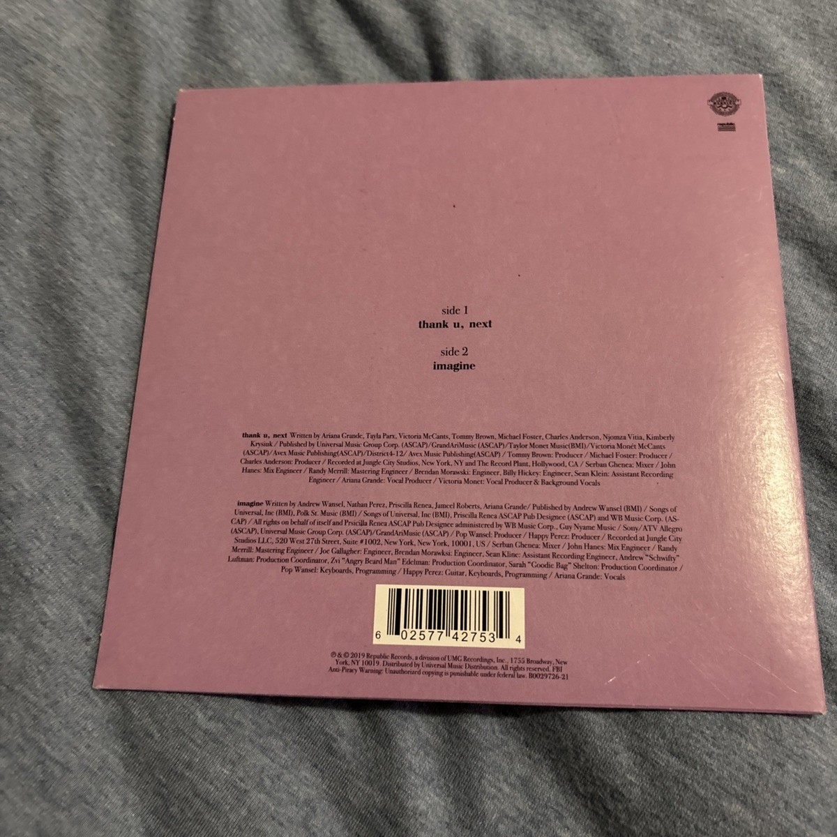 Ariana Grande: Thank U, Next / Imagine 7” Single Vinyl Limited