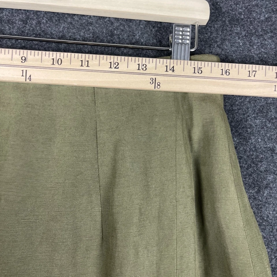 Винтажная Worth Шелковая Льняная Длинная Юбка Женская 14 Зеленая Прямая Разрез Классическая Минимальная - Изображение 4 из 4