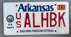 AR US Navy License Plate Arkansas Enduring Freedom Veteran US ALHBK — photo 1