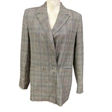 Zara Women’s Oversized Plaid Blazer Button Jacket Size M