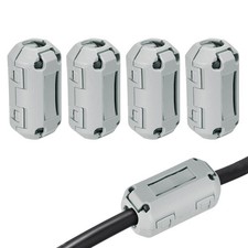 7mm Ferrite Cores Ring Clip-On RFI EMI Noise Suppression Cable Clip, Grey 4pcs