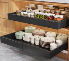 2 Pack Pull Out Cabinet Organizers 21" Deep With Raising Pad for Framed Cabin...
