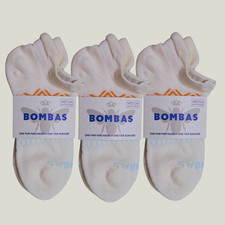 Bombas Women  s Ankle Socks Size S 3 Pairs White Patterned Cushioned Comfort Fit