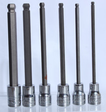 Snap On SAE Long Hex Ball Round Bit Driver Socket Set 3/8