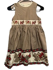 Vintage Daisy Kingdom Dress Size 8 Scottie Dog Jumper Pinafore Handmade Gingham