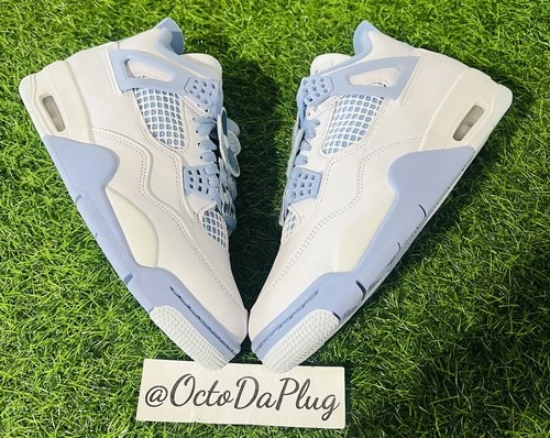 Nike Air Jordan 4 Retro Aluminum White Blue Womens Sizes nby HV0823-100