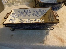 Temp-tations Floral Lace Blue 13" Oval Baker