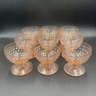 Vintage Anchor Hocking Pink Hobnail Depression Glass Dessert Cups Set Of 9