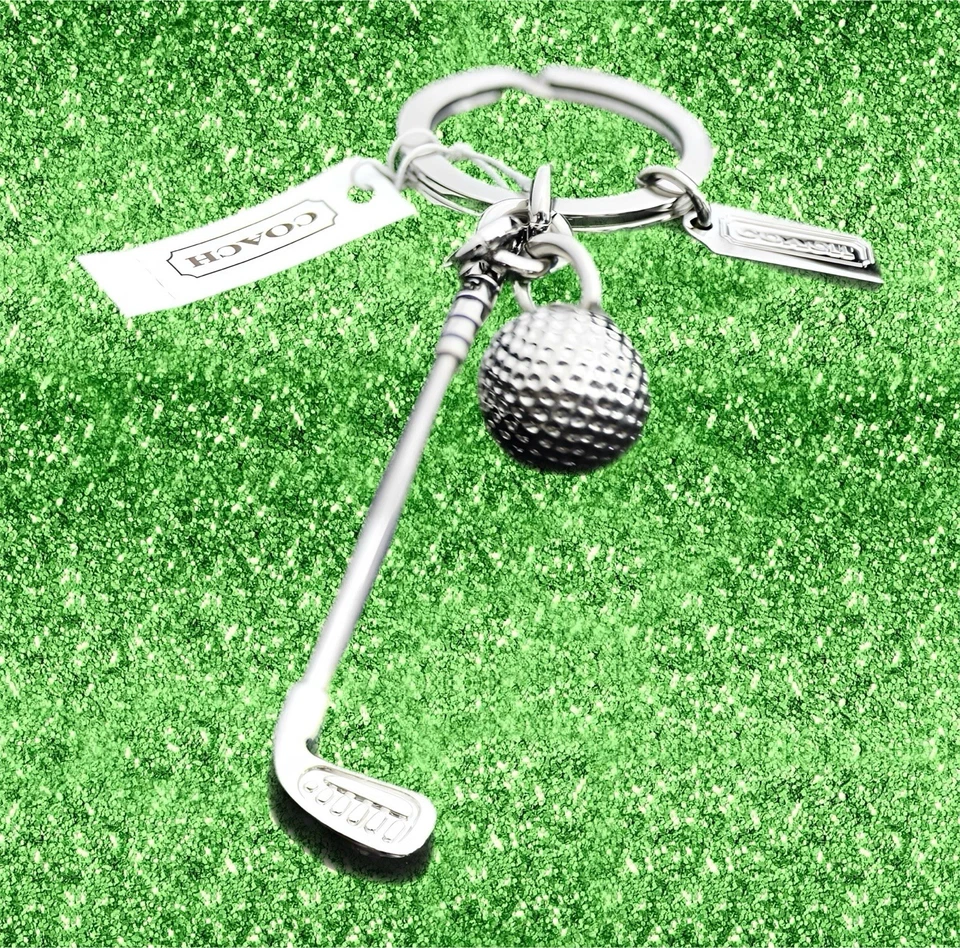 Chaveiro estilo taco de golfe e bola de golfe prata níquel Coach novo com etiquetas #: F93063 - Imagem 3 de 4