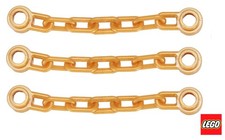 LEGO Minifigure 5 Link PEARL GOLD Chains x3