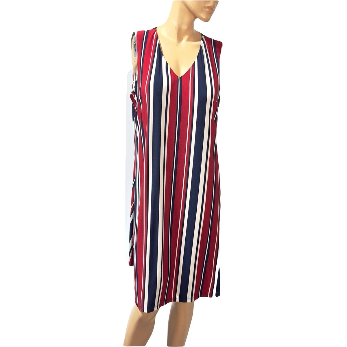 anne klein striped midi dress ANNE KLEIN Vintage Striped Print Midi Dress