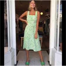 FAITHFULL THE BRAND Mae Midi Dress in Freja Floral Green White Size XS / 2
