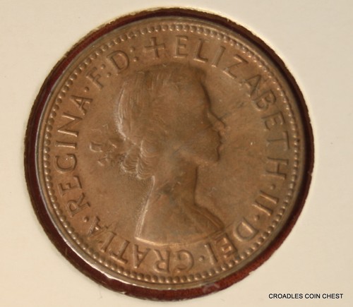 * 1963 HALFPENNY METAL FLAW ON OBVERSE ACROSS NECK CIRCULATED #BLNT 61 - Foto 3 di 10
