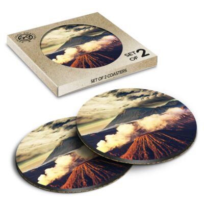 2 x Box Runde Untersetzer - Mount Bromo Vulkan Indonesien #8916