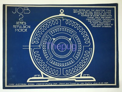 1928 Blueprint Series Repulsion Motor Coyne Electrical School Job 2 J. Stuffers