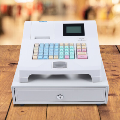 48Key Desktop Electronic Cash Register POS Casher Digital LED Display w/ Drawer