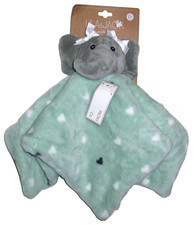 NEW Lila Jack Green Gray Hearts Elephant Bows Baby Blanket Security 14x15'