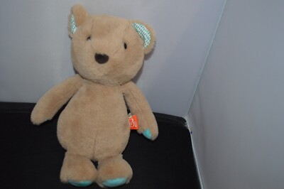 B Softies Plush Brown Tan Soft Cuddly Teddy Bear Stuffed Animal Blue Paws 12'' L6