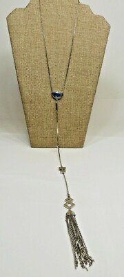 A22) White House Black Market Blue Sodalite Gemstone Pendant Necklace