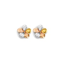 14k 3C Real Gold Fancy Fashion Flower Push Back Earrings Mens Womens