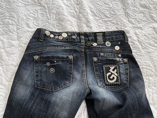 GF Ferre Blue Washed Mid Waist Cotton Denim Straight Jeans - 第 1/6 張圖片