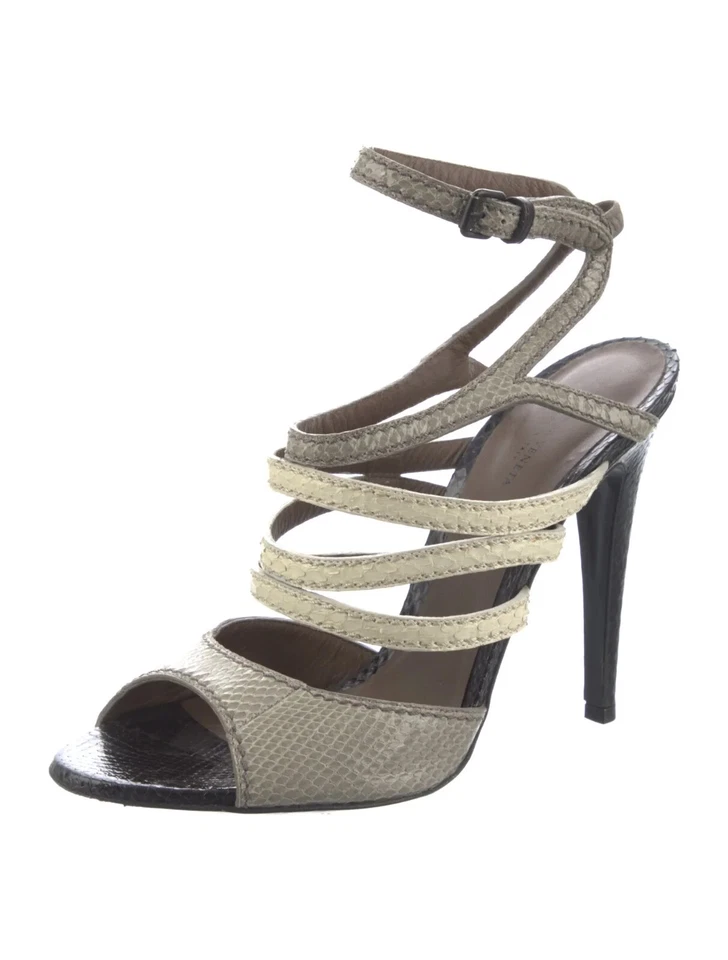 Sandalias Bottega Veneta para mujer 9,5 neutros estampado animal cuero hebilla de aguja Foto 2 de 4