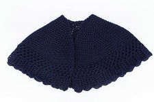 SCIALLE Mantella lana UNCINETTO  Fatto a mano Handmade -doppio strato- Blu Notte