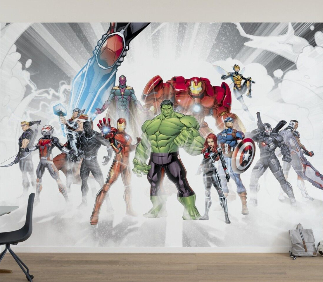 Photo Wallpaper boys bedroom Marvel characters Hulk Black Panther Avenger comics