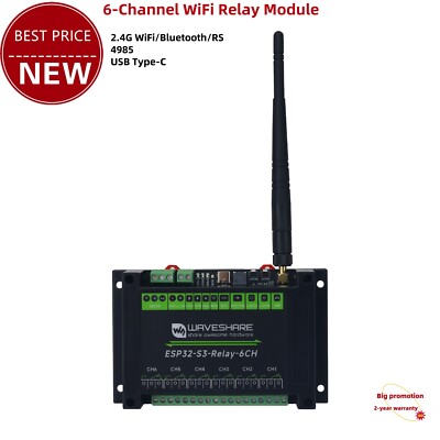 Waveshare ESP32-S3 6-Channel WiFi Relay Industrial Isolated Main Control Board