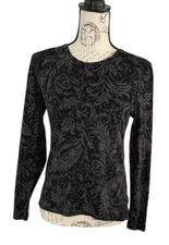 Lauren Ralph Lauren Petite Casual Shirt Womens Size PM Black Floral Cotton Top