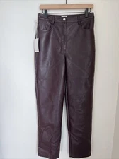 ARITZIA WILFRED Women's Melina Vegan Leather Pants In Burgundy Size 8 Straight