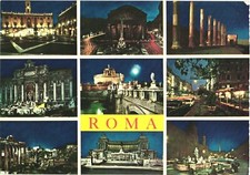 Trevi Fountain, Castel Sant Angelo, Roman Forum, Streets, Rome, Italy Postcard