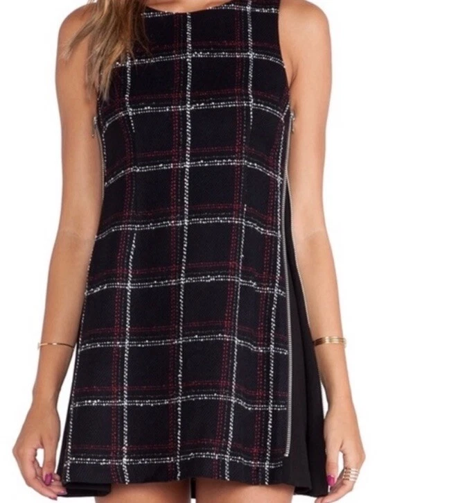 VALENTINO Abito tubino donna BCBG Generation a quadri taglia 2 nero tweed senza maniche