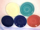 5 Fiesta Saucers White Salmon Green And 2 Blue Mint